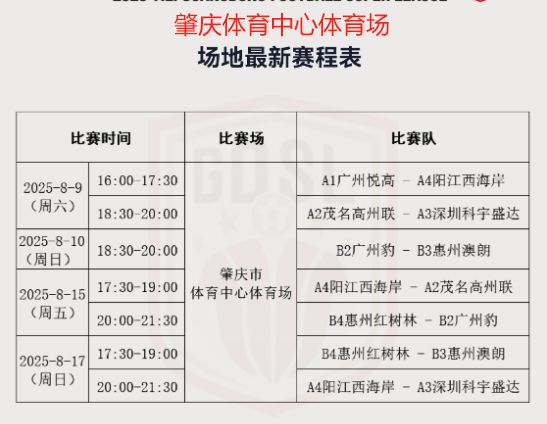 2025广东省足球超级联赛观赛指南（时间＋地点＋赛程）